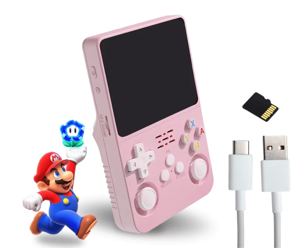 Przenośna konsola do gier różowa pastelowa