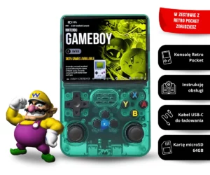 Konsola do gier Game Boy zielona transparentna Retro Pocket